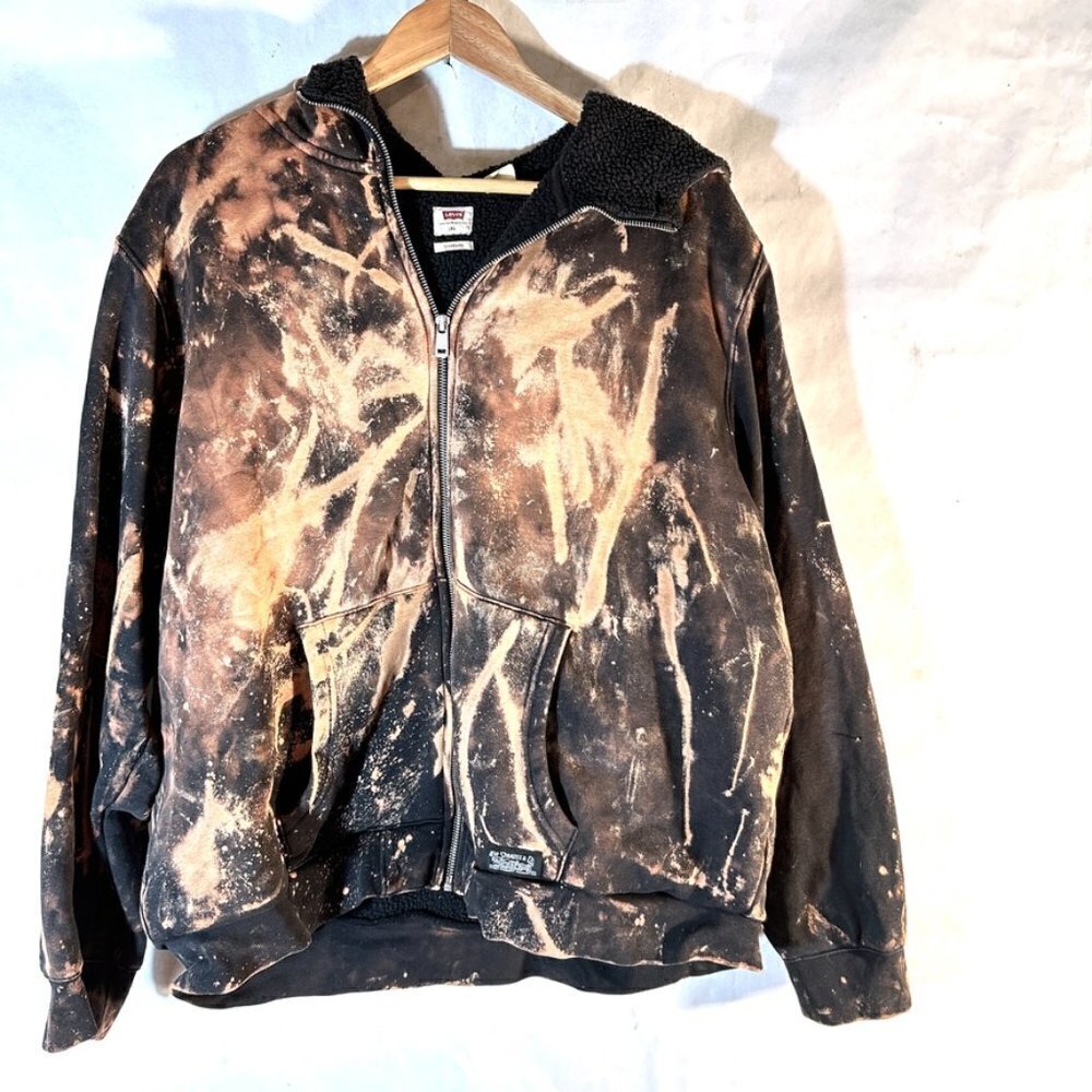 Levis PLUSH Sweatshirt Hoodie Size XL Extra Large Grunge Thick Acid Wash Heavy - Picture 3 of 6